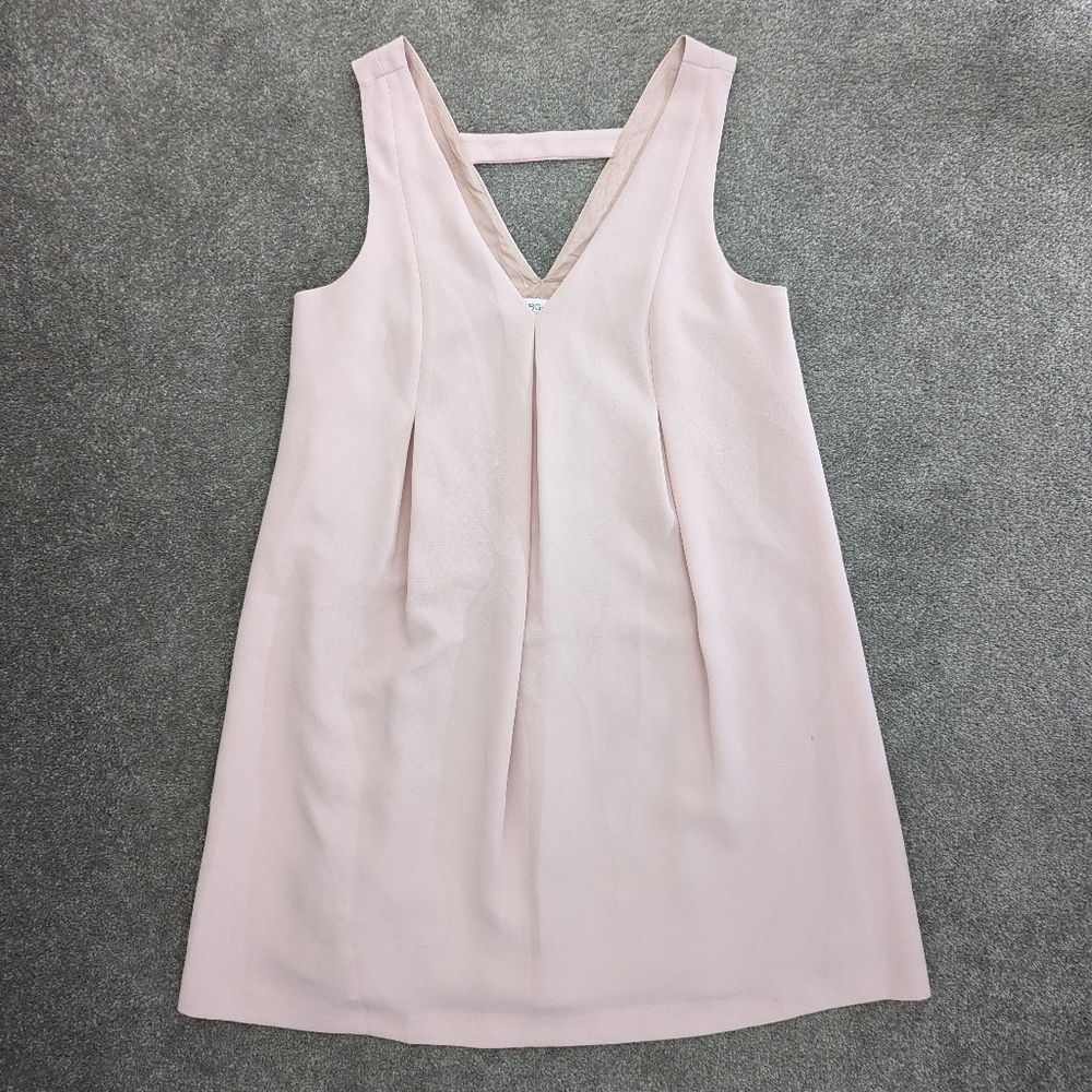 Bcbg Generation Women's XS Pink Pleated Front V Neck Sleeveless Dress Blush Pink